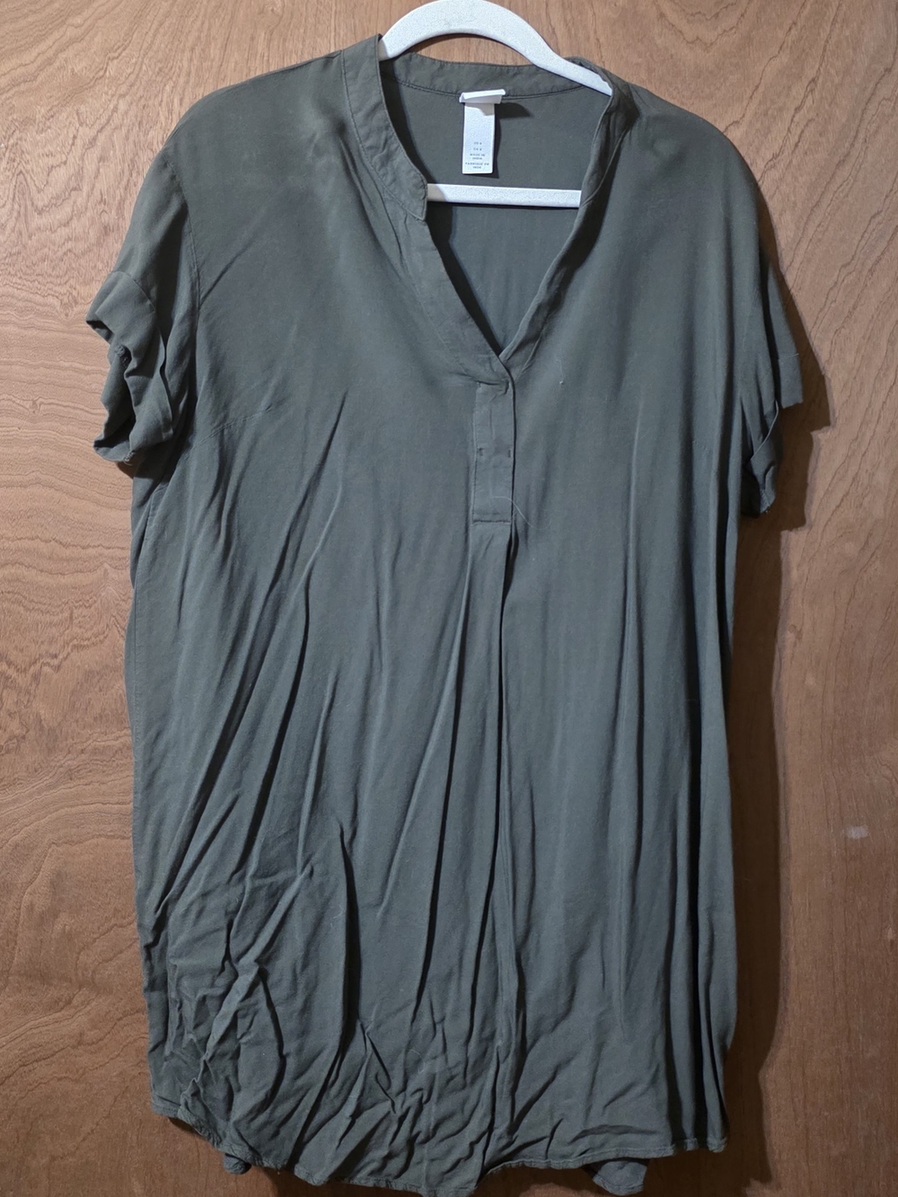 H&M Olive Green V-Neck Tunic Dress
